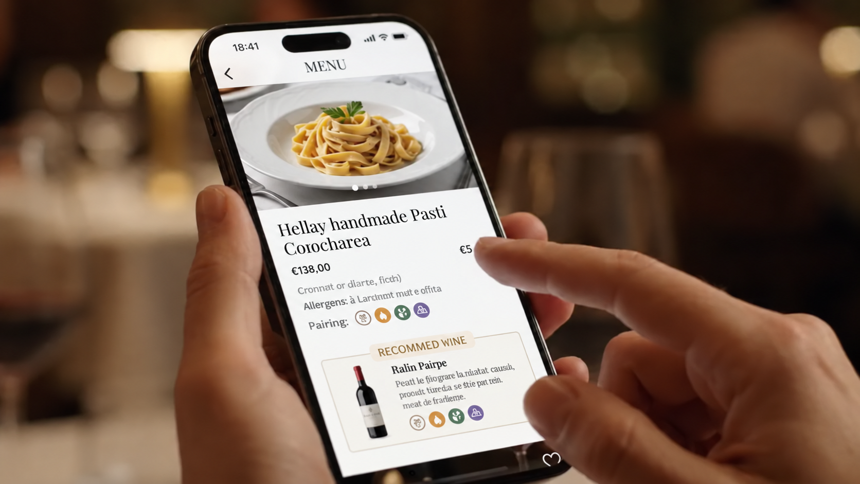 Un cliente consulta il menù digitale dal telefono al ristorante